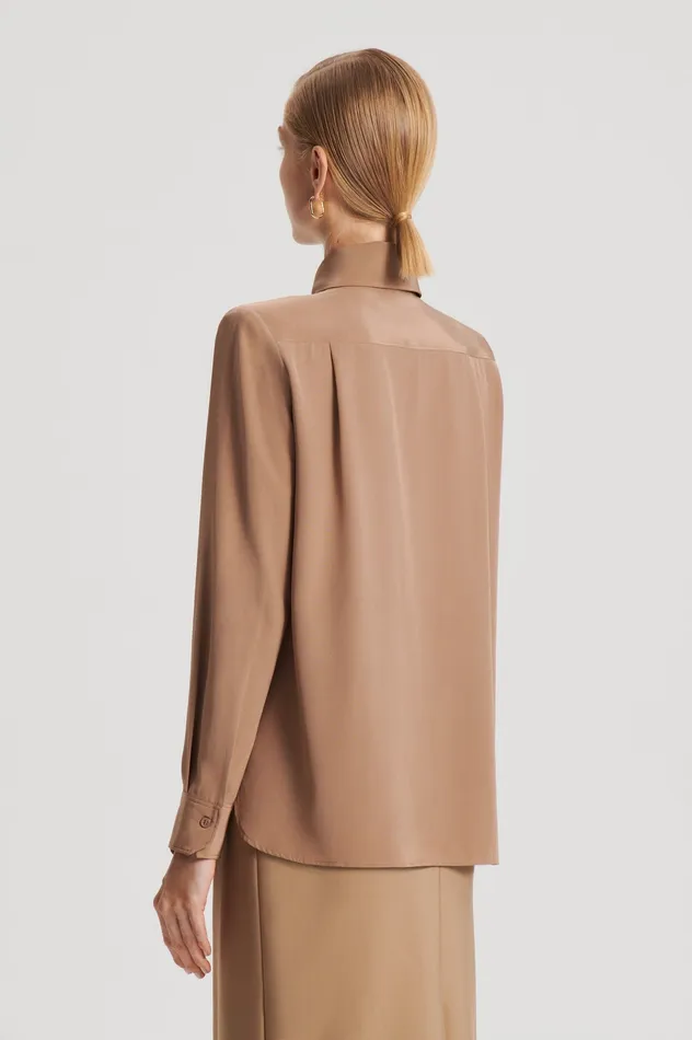 Scanlan Theodore Shirts Women SILK SHOULDER PAD SHIRT CAMEL