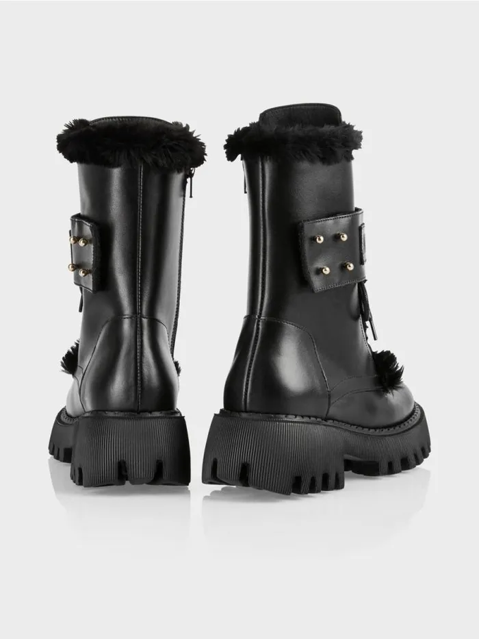 Schuhe Damen Marc Cain Boot Mit Fun Fur Black