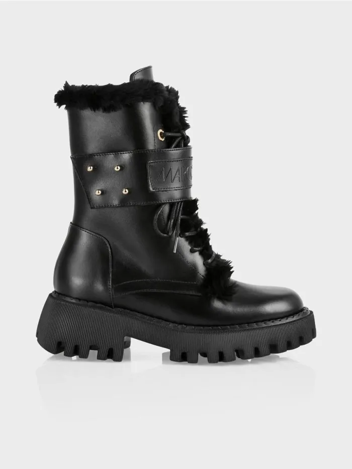 Schuhe Damen Marc Cain Boot Mit Fun Fur Black