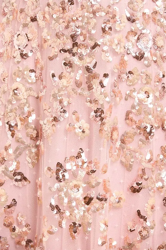 Sequin Chain VNeck Ankle Gown Pink Women Needle and Thread Dresses