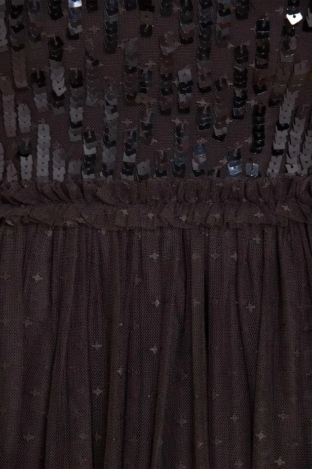 Sequin Dash Bodice Ankle Gown Black Women Needle and Thread Dresses