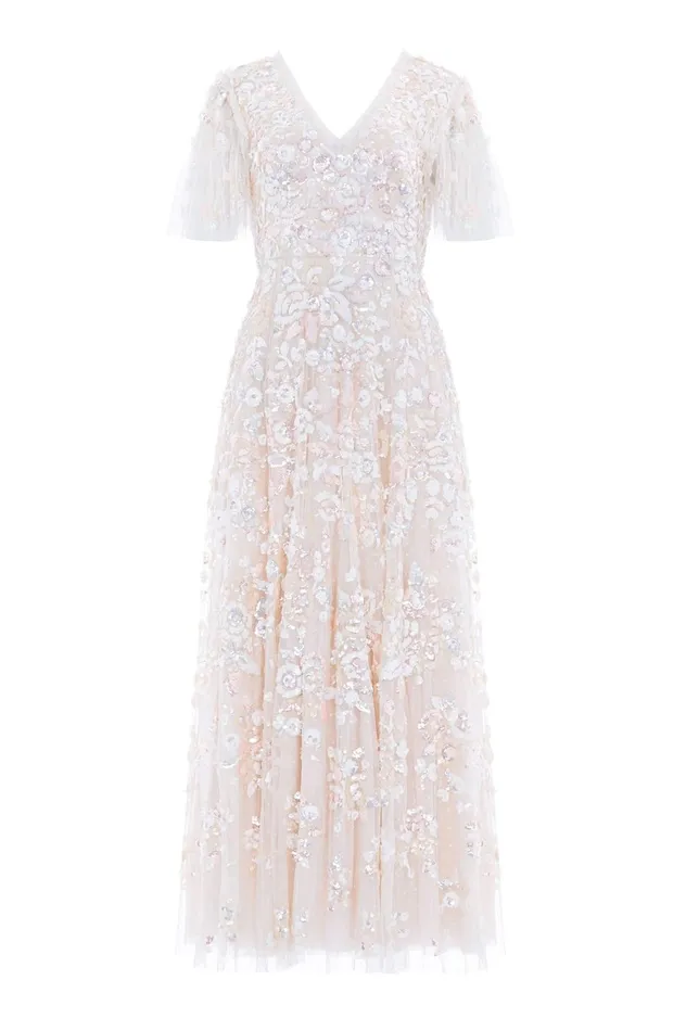 Sequin Paradise Short Sleeve Gown Champagne Women Needle and Thread Dresses