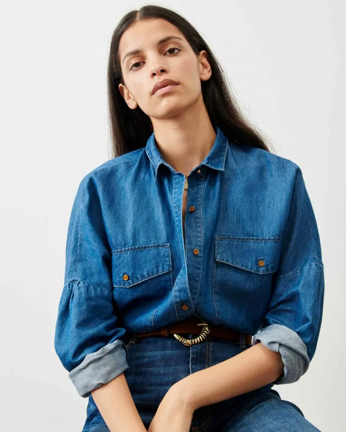 Sessn Womens Shirts And Blouses Botania Indigo On Sale