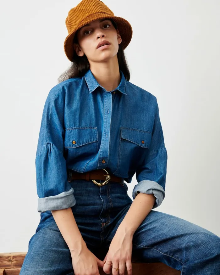 Sessn Womens Shirts And Blouses Botania Indigo On Sale