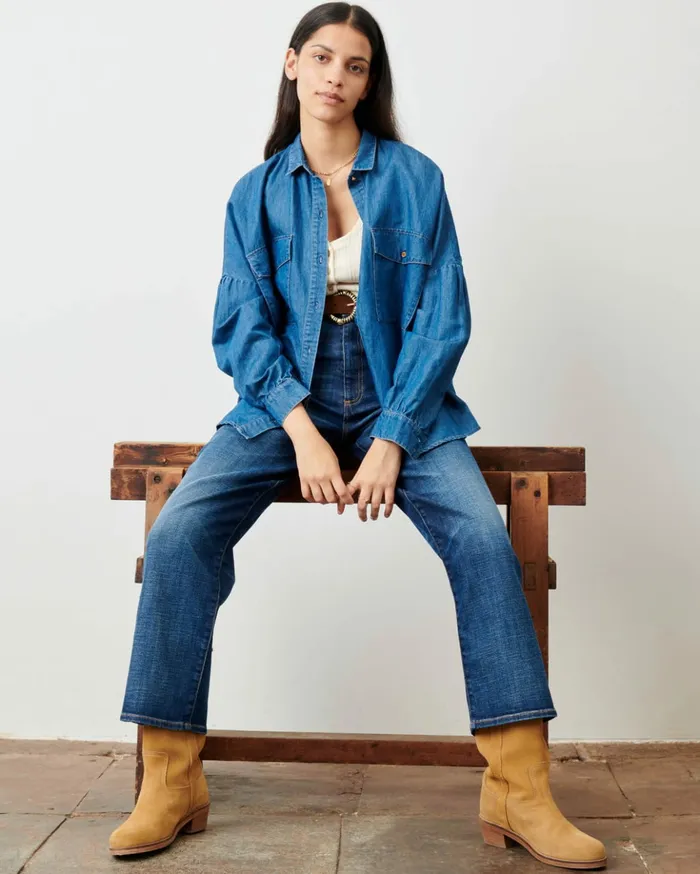 Sessn Womens Shirts And Blouses Botania Indigo On Sale