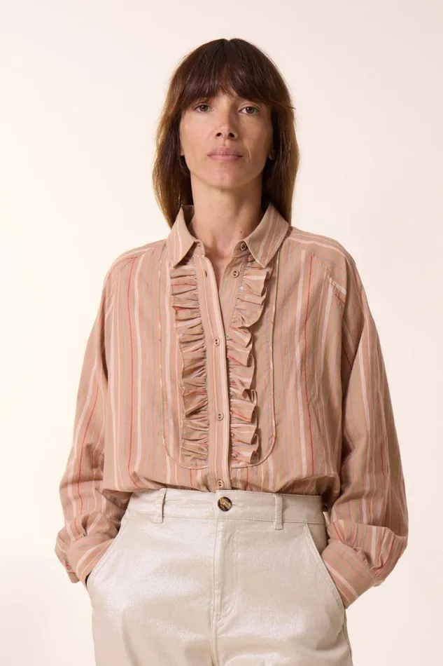 Shirts and Blouses Women Leon and Harper Choral Multi Shirt Beige