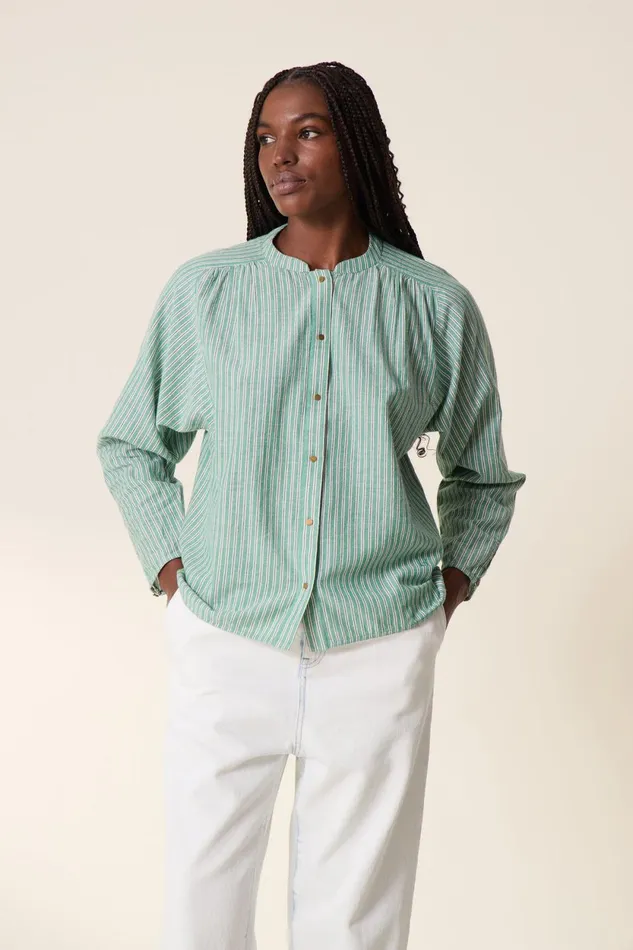 Shirts and Blouses Women Leon and Harper Cole Stripe Shirt Green