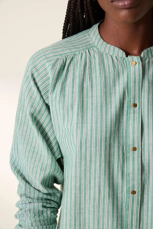Shirts and Blouses Women Leon and Harper Cole Stripe Shirt Green