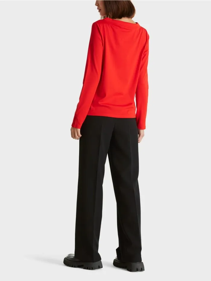 Shirts and Tops Damen Marc Cain Langrmeliges TShirt Aus Baumwolle Bright Fire Red