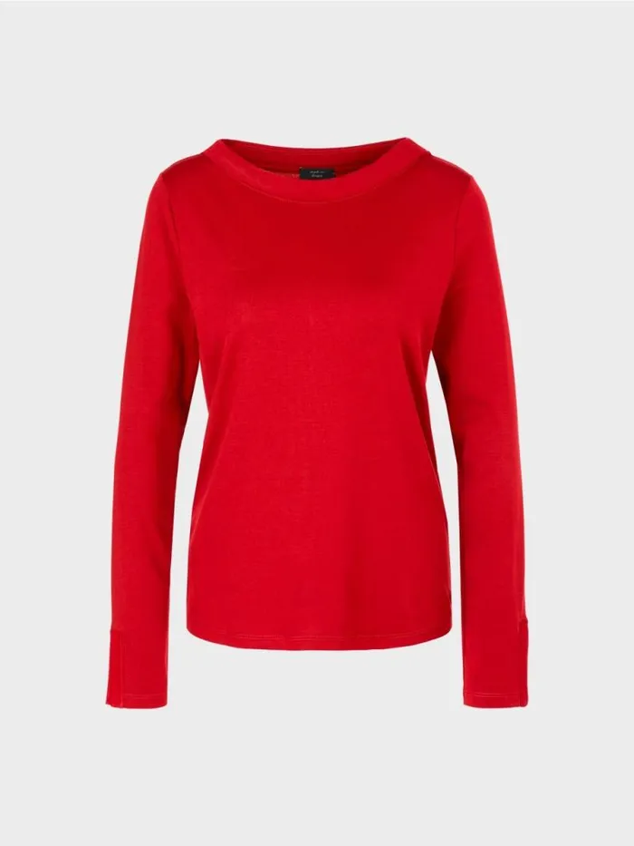 Shirts and Tops Damen Marc Cain Langrmeliges TShirt Aus Baumwolle Bright Fire Red