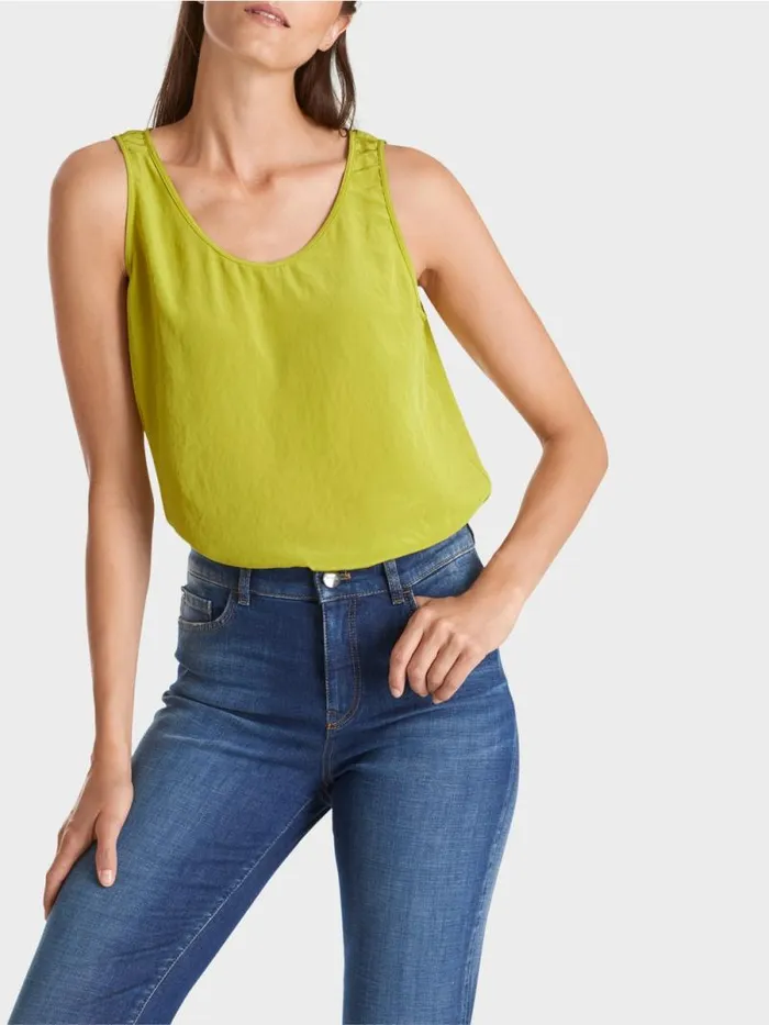 Shirts and Tops Damen Marc Cain Leichtes rmelloses Top Bright Olive Green
