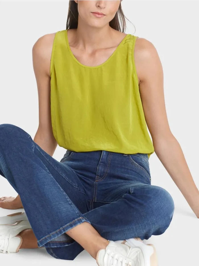 Shirts and Tops Damen Marc Cain Leichtes rmelloses Top Bright Olive Green