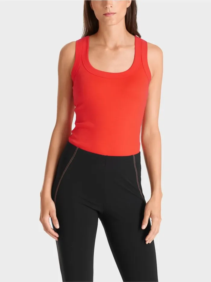 Shirts and Tops Damen Marc Cain rmelloses Top Aus Baumwollripp Campari