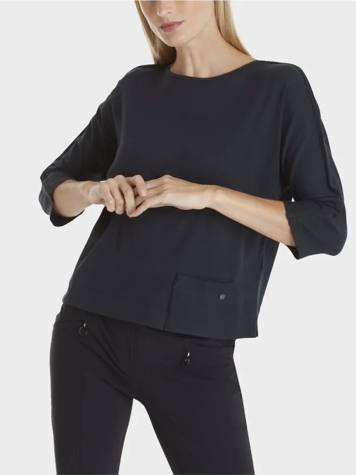 Shirts and Tops Damen Marc Cain Shirt Mit UBootAusschnitt Midnight Blue