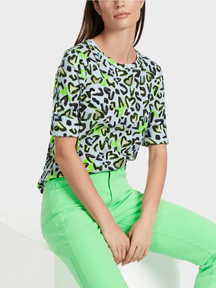 Shirts and Tops Damen Marc Cain TShirt Mit AlloverPrint Soft Powder Blue
