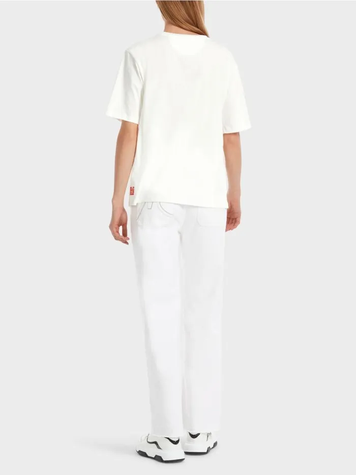 Shirts and Tops Damen Marc Cain TShirt Mit LeoMotiv 034Rethink Together034 Offwhite