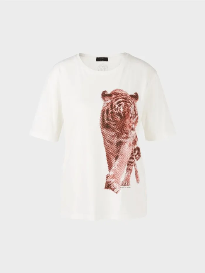 Shirts and Tops Damen Marc Cain TShirt Mit LeoMotiv 034Rethink Together034 Offwhite