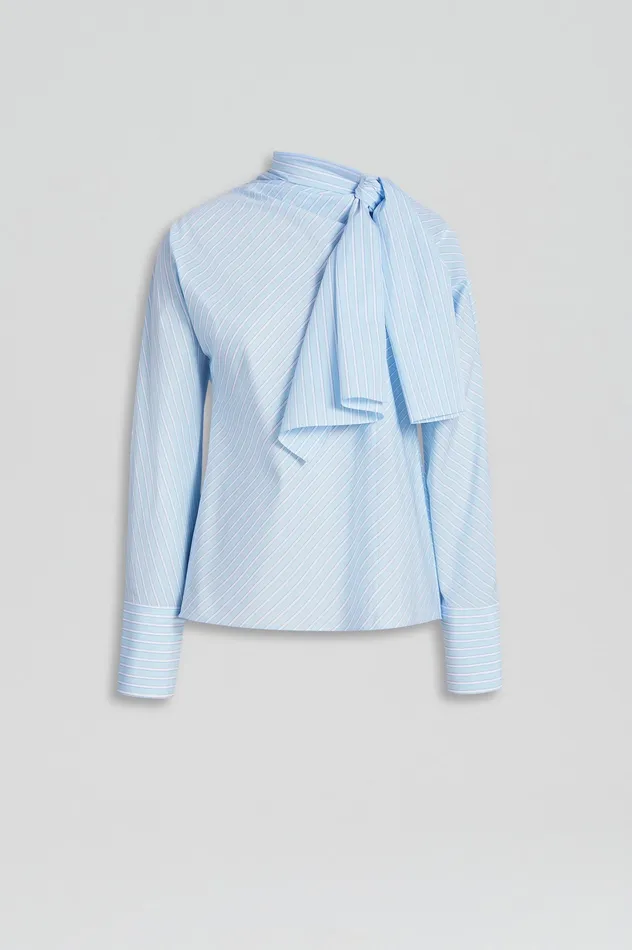 Shirts STRIPE CRAVAT SHIRT PALEBLUE Scanlan Theodore Women Shirts STRIPE CRAVAT SHIRT PALEBLUE Scanlan Theodore Women