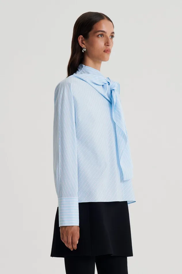Shirts STRIPE CRAVAT SHIRT PALEBLUE Scanlan Theodore Women Shirts STRIPE CRAVAT SHIRT PALEBLUE Scanlan Theodore Women