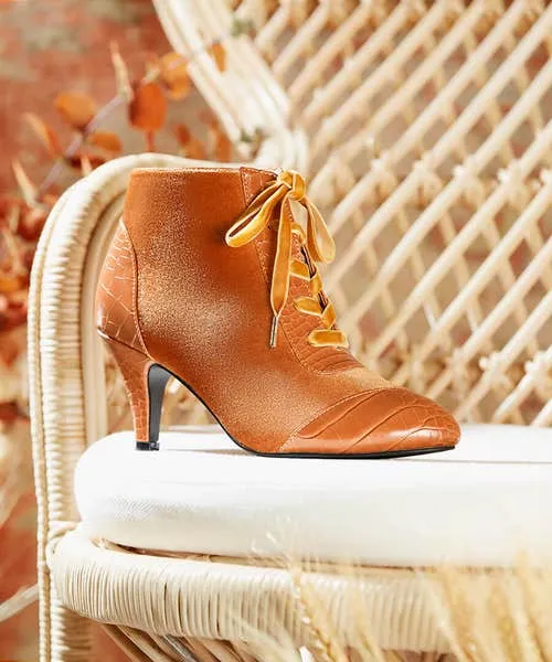 Shoes Sandals and Boots Joebrowns Apparel Sweet Song Velvet Ankle Boots Caramel