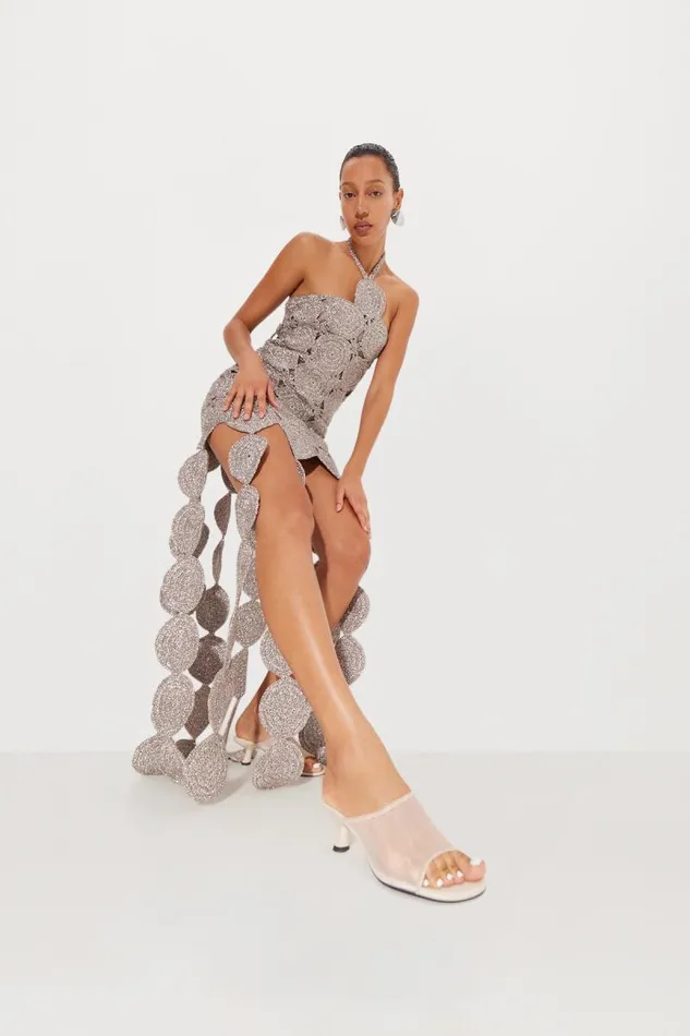 Shop Simon Miller DRESSES Beep Beep Dress Satellite Silver