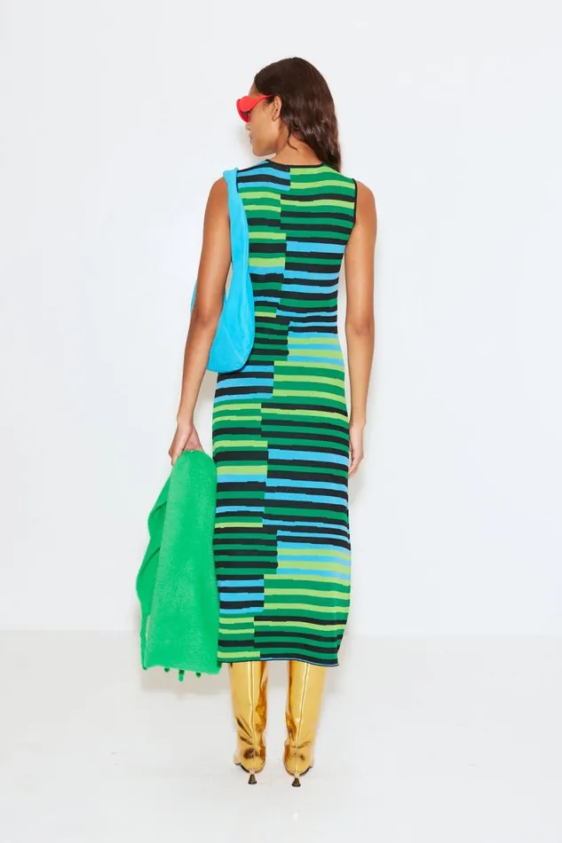 Shop Simon Miller DRESSES Knits By Sleeveless Axon Dress Stacked Stripe