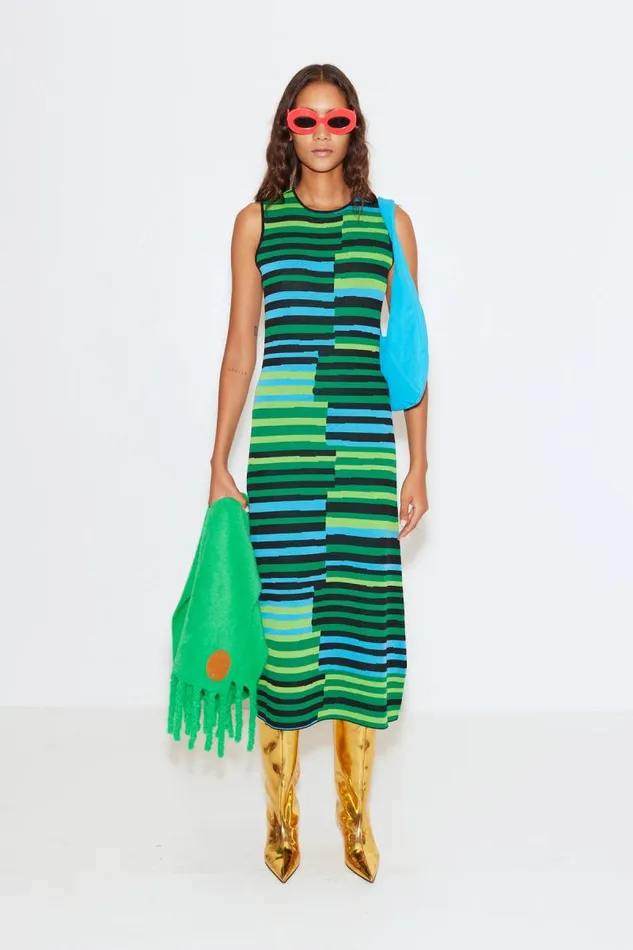 Shop Simon Miller DRESSES Knits By Sleeveless Axon Dress Stacked Stripe