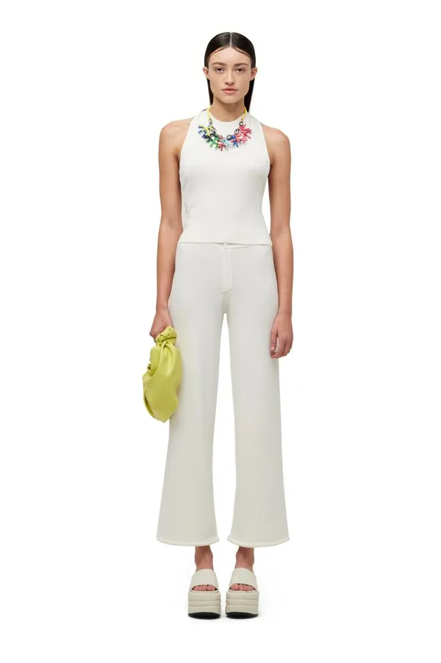 Shop Simon Miller KNITWEAR Knits By Cropped Jabber Pant Macadamia