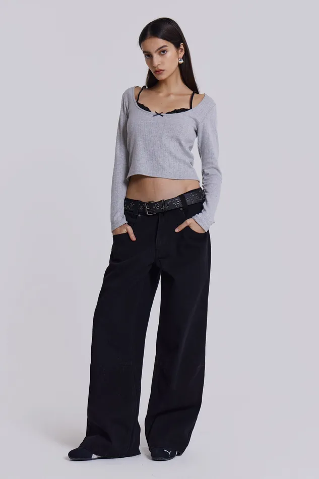 Shop Solid Black Colossus Jeans Women Tops Jaded London