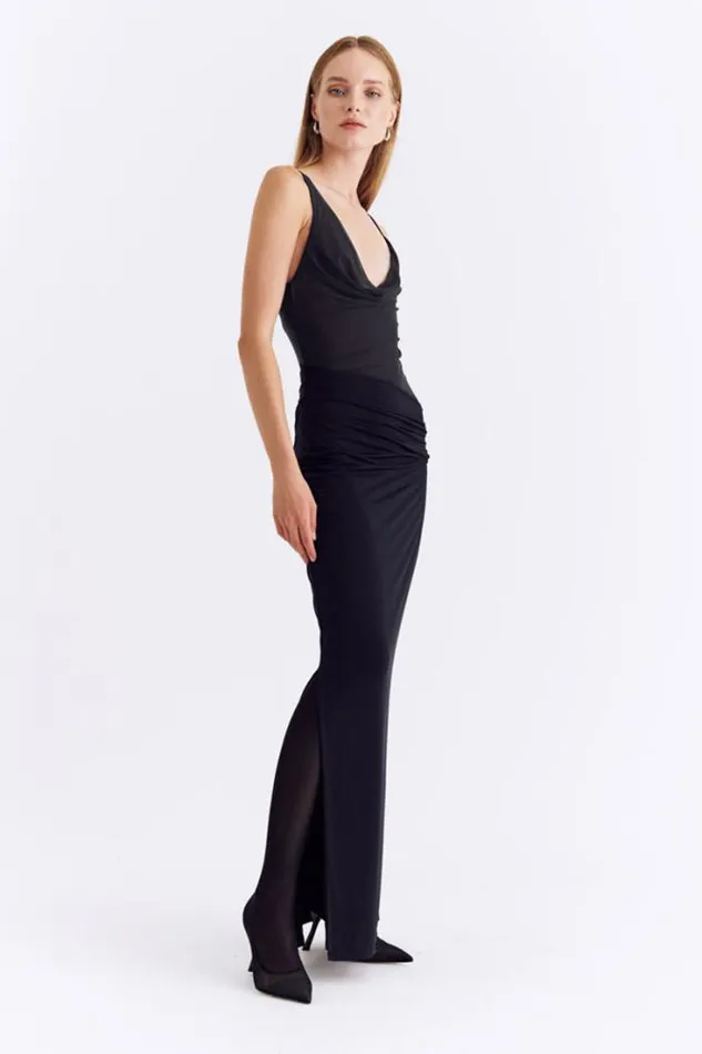 Shop SUBOO Dresses Auguste Strappy Mesh Jersey Maxi 8211 Black