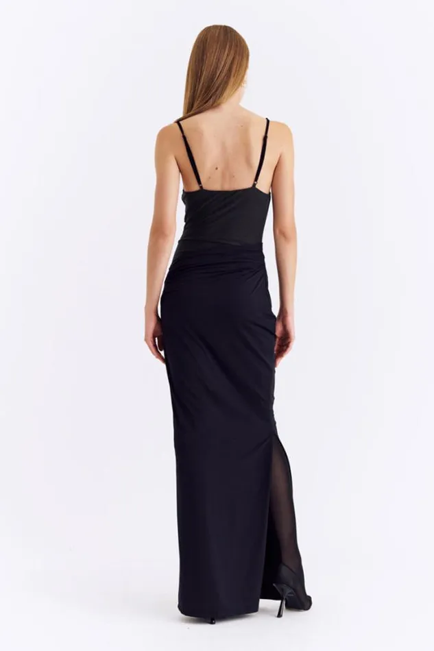 Shop SUBOO Dresses Auguste Strappy Mesh Jersey Maxi 8211 Black