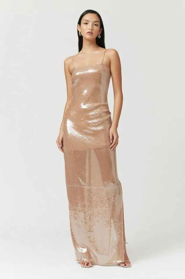Shop SUBOO Dresses Frankie Strappy Sequin Maxi Dress 8211 Nude