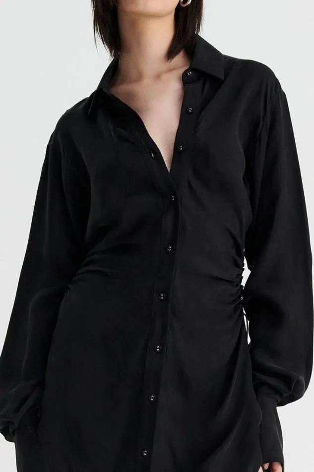 Shop SUBOO Dresses Halley Mini Shirt Dress 8211 Black