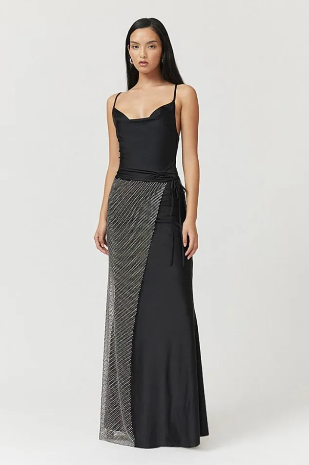 Shop SUBOO Dresses Ivy Strappy Maxi Dress With Diamante Skirt 8211 Black