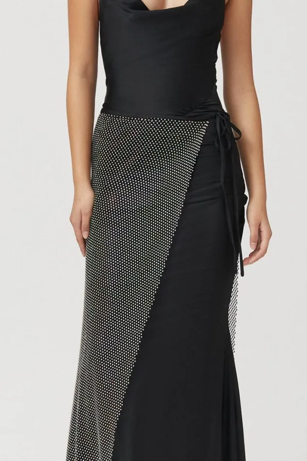 Shop SUBOO Dresses Ivy Strappy Maxi Dress With Diamante Skirt 8211 Black