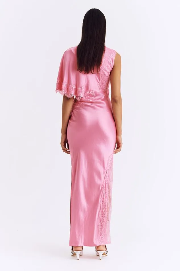Shop SUBOO Dresses Nicky Asymmetric Sleeve Maxi Dress 8211 Pink