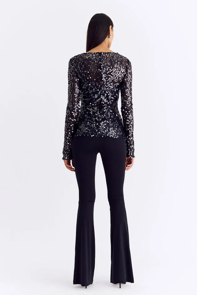Shop SUBOO Tops Ava Lace Sequin Long Sleeve Top