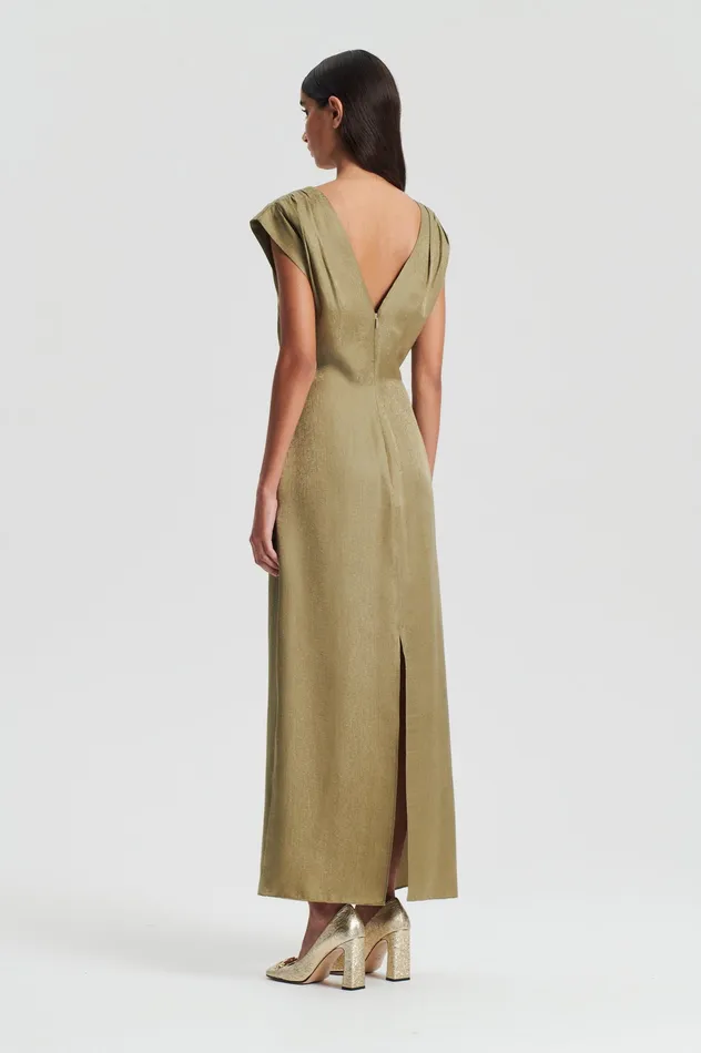 SILK JACQUARD DRESS OLIVE Dresses Scanlan Theodore Women