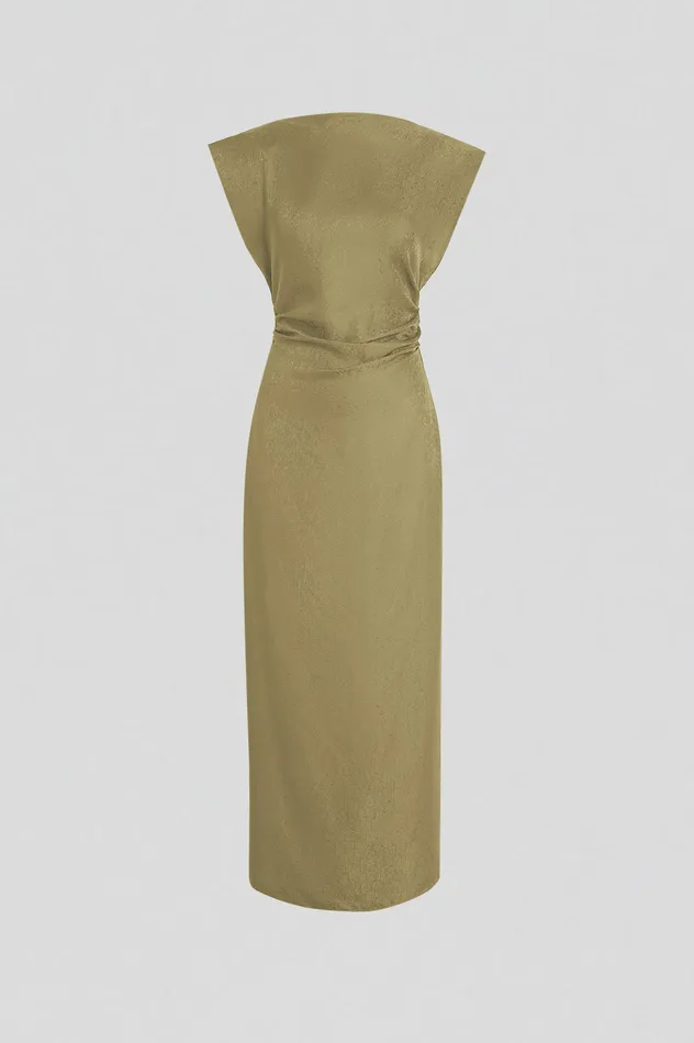 SILK JACQUARD DRESS OLIVE Dresses Scanlan Theodore Women