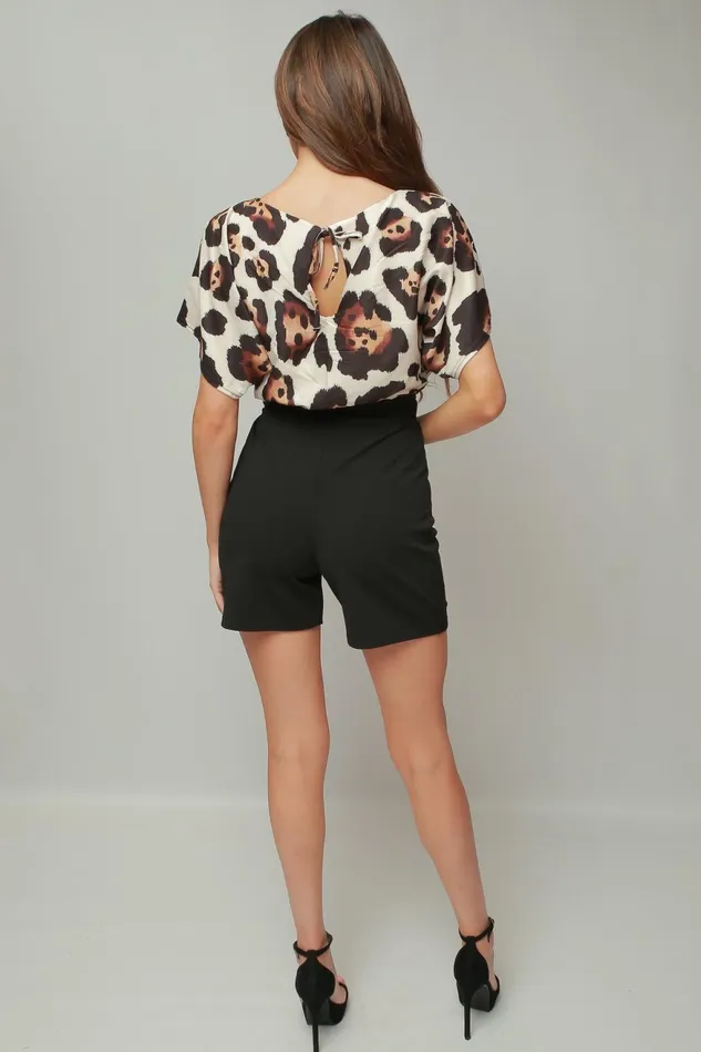 Siobhan Leopard Batwing Wrapped Front Playsuit Women Missfiga Playsuits