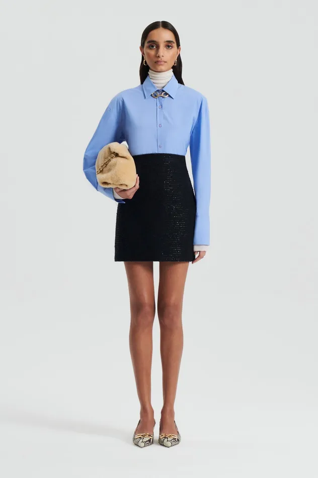 Skirts Scanlan Theodore Women TAILORED SEQUIN MINI SKIRT BLACK