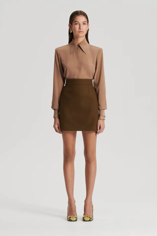 Skirts TAILORED MINI SKIRT KHAKI Scanlan Theodore Women