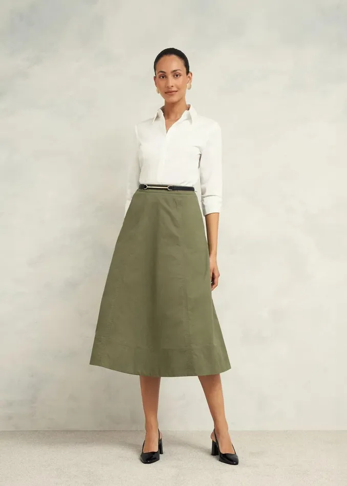 Skirts Women HOBBS Avril Cotton Skirt Sage Green