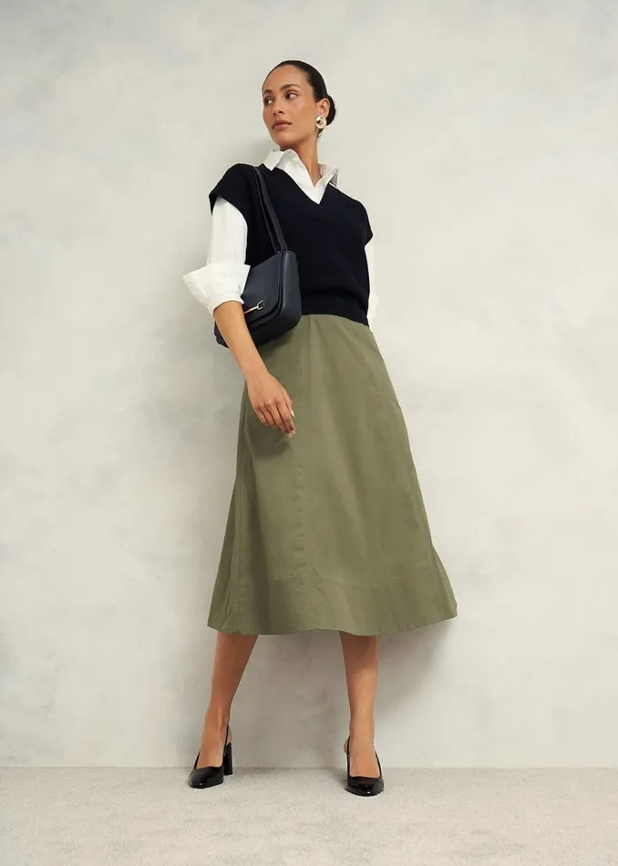 Skirts Women HOBBS Avril Cotton Skirt Sage Green