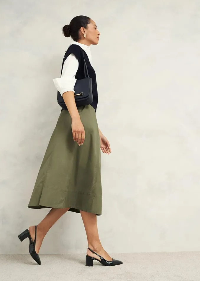 Skirts Women HOBBS Avril Cotton Skirt Sage Green
