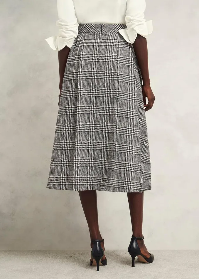 Skirts Women HOBBS Brea Wool Full Skirt Black White