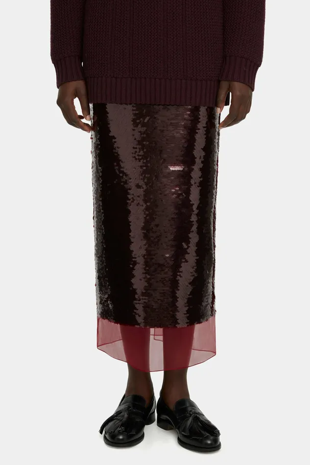 Skirts Women Kazu Skirt in Burundy Jelly Sequins Emilia Wickstead Skirts Women Kazu Skirt in Burundy Jelly Sequins Emilia Wickstead