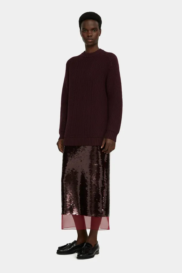 Skirts Women Kazu Skirt in Burundy Jelly Sequins Emilia Wickstead Skirts Women Kazu Skirt in Burundy Jelly Sequins Emilia Wickstead