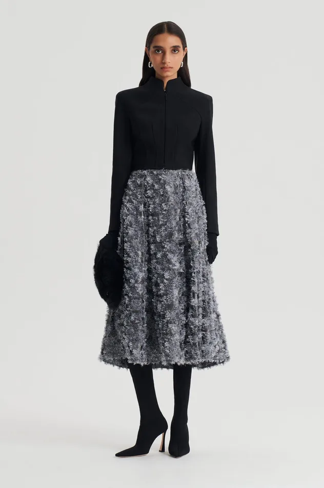 Skirts Women Scanlan Theodore TINSEL FRINGE FULL SKIRT DARKSILVER