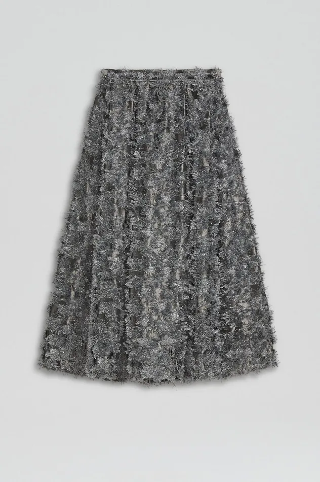 Skirts Women Scanlan Theodore TINSEL FRINGE FULL SKIRT DARKSILVER